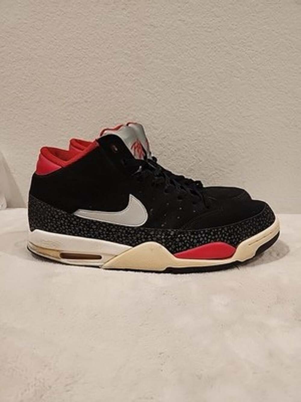 Nike Air Flight Classic Bred Basketball Sneakers Mens 14 Black Red Silver White